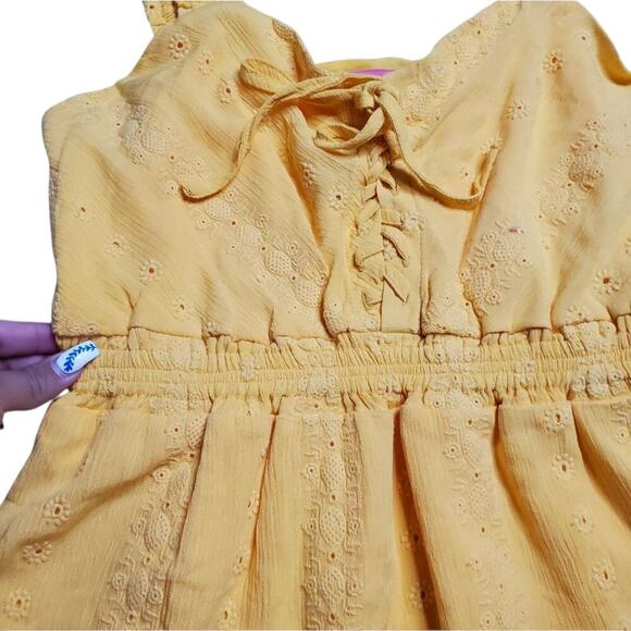 Betsey Johnson Yellow Eyelet Summer Dress Size: M - Picture 7 of 10